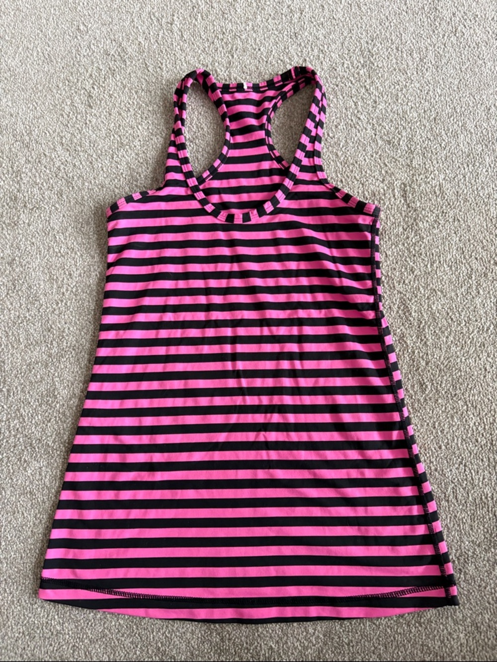 lululemon athletica Pink and Black Striped Racerback Tank